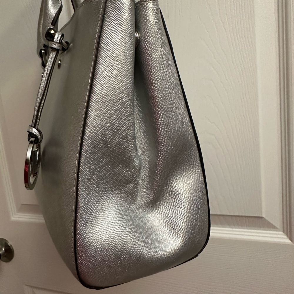 Michael Kors Metallic Silver Satchel - Picture 2 of 12